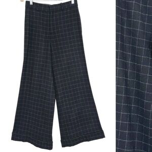 RALPH LAUREN PURPLE LABEL WINDOWPANE CHECK CASHMERE WIDE LEG PANTS SIZE 6